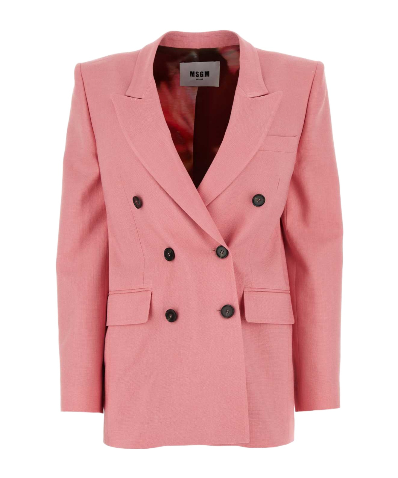 Msgm Notch Lapels Stretch Blazer In Pink