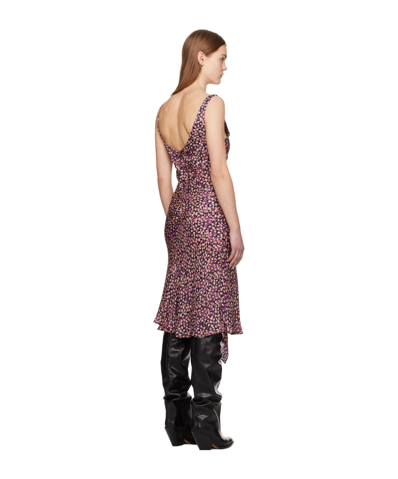 ISABEL MARANT LUCIA GRAPHIC-PRINT SLIP DRESS