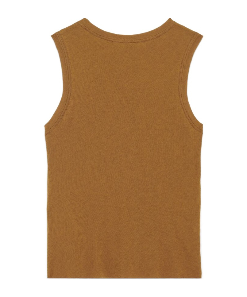 Saint Laurent Crew-neck Cotton Tank Top In Brown
