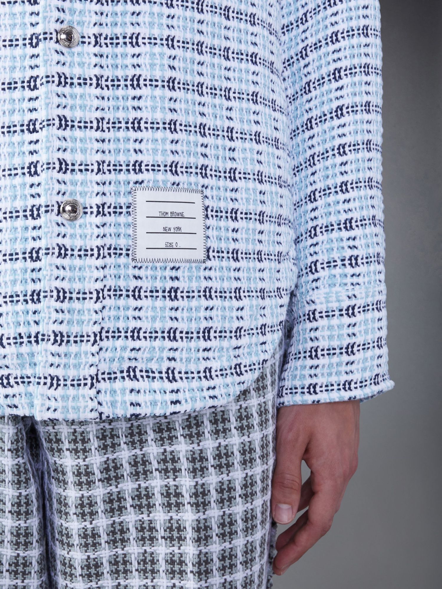 Thom Browne Mens Medium Blue Check-pattern Slip-pocket Regular-fit Cotton Shirt In Blue