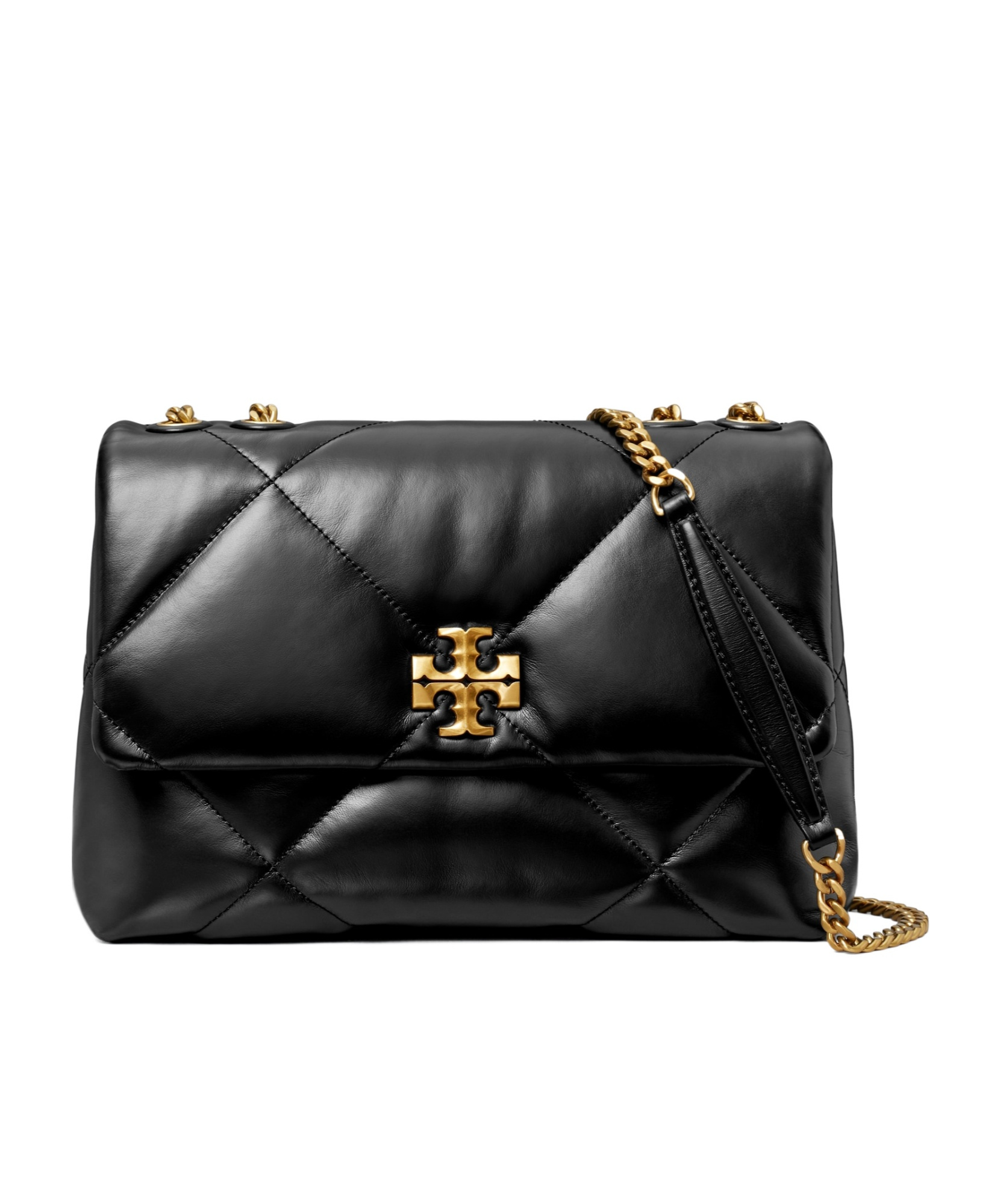 Tory Burch Small Kira Diamond Quilted Convertible Leather Shoulder Bag In Black
