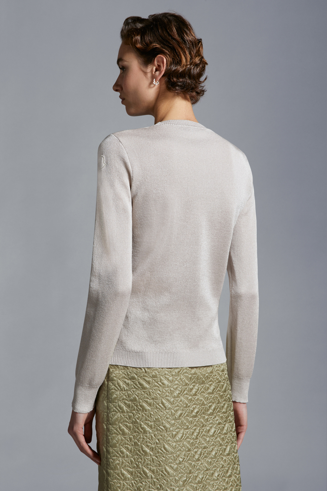 Moncler Logo-patch Metallic Cardigan In White