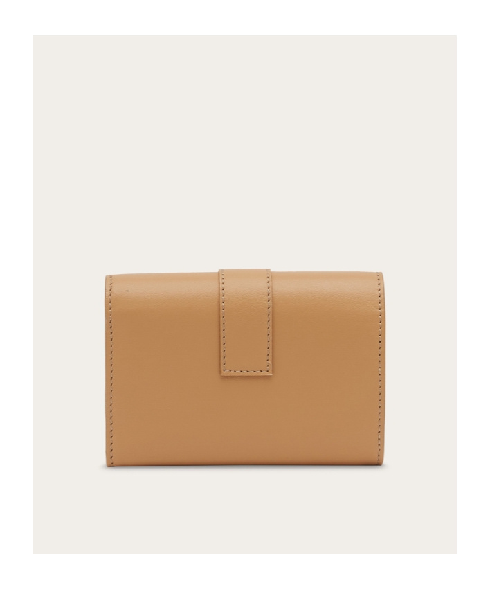 Ferragamo Portefeuille Compact Hug Beige In Nude
