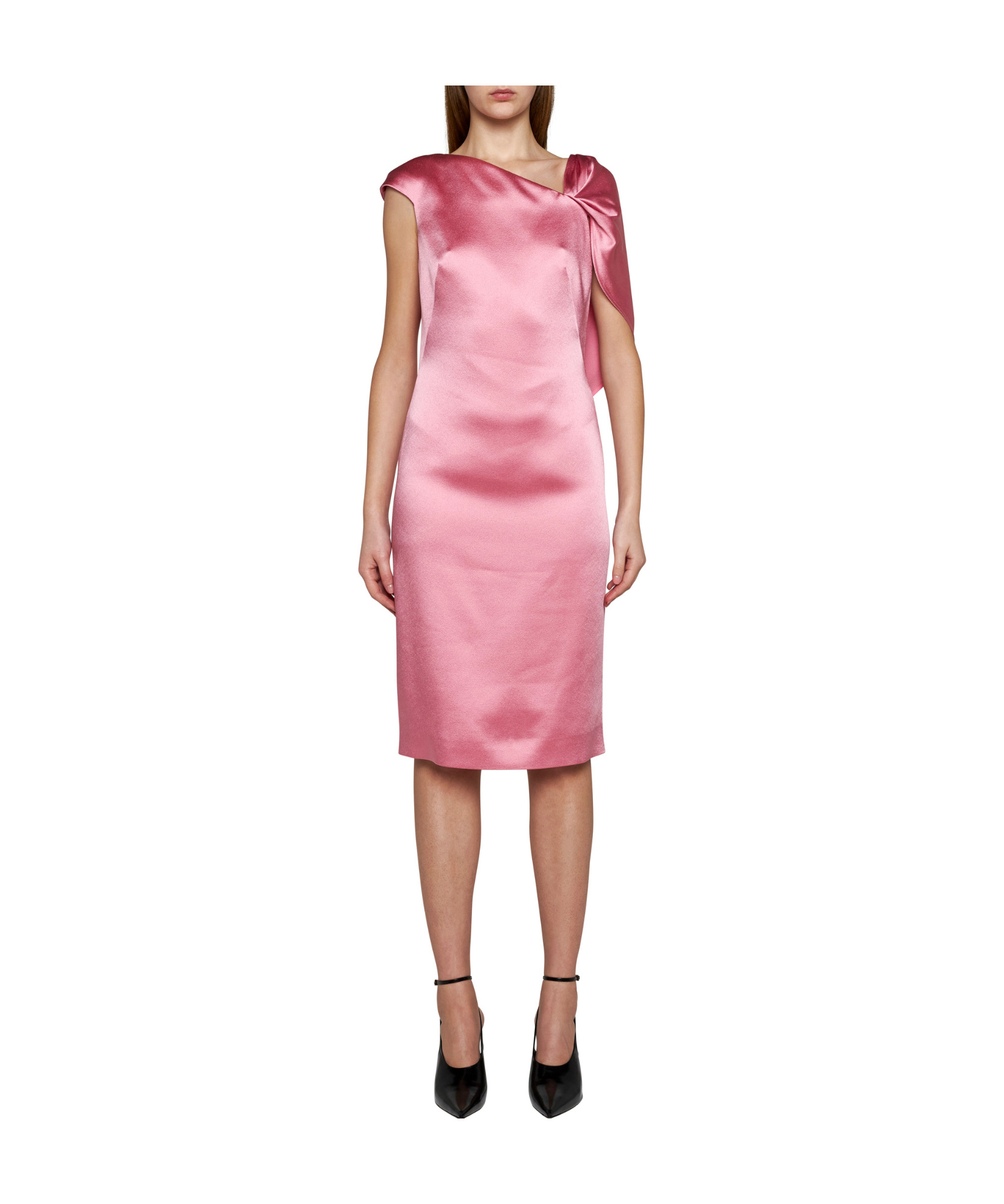 Givenchy Cape-detailed Satin Midi Dress In Pink