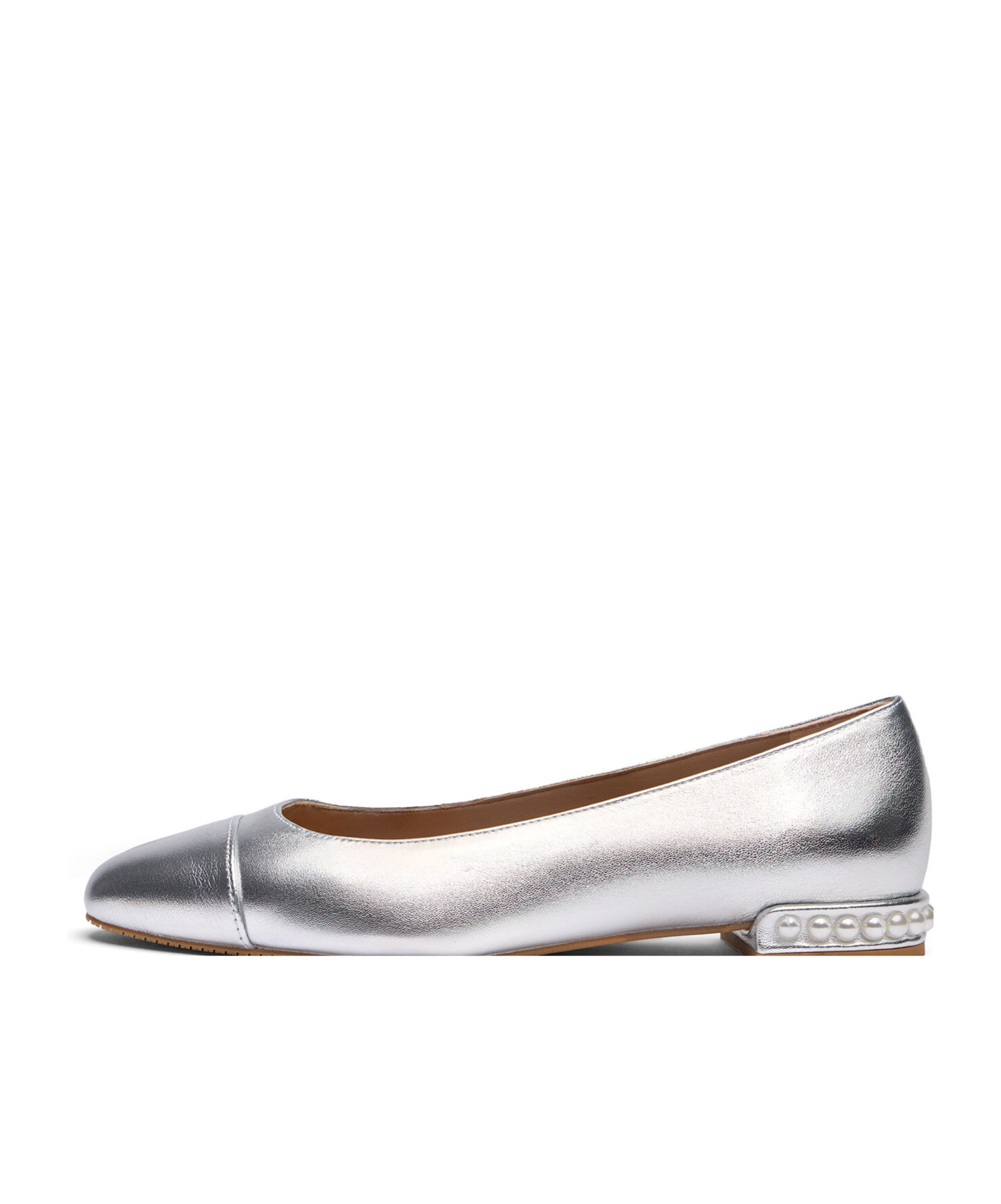 Stuart Weitzman Pearl-detail Leather Ballerina Shoes In White