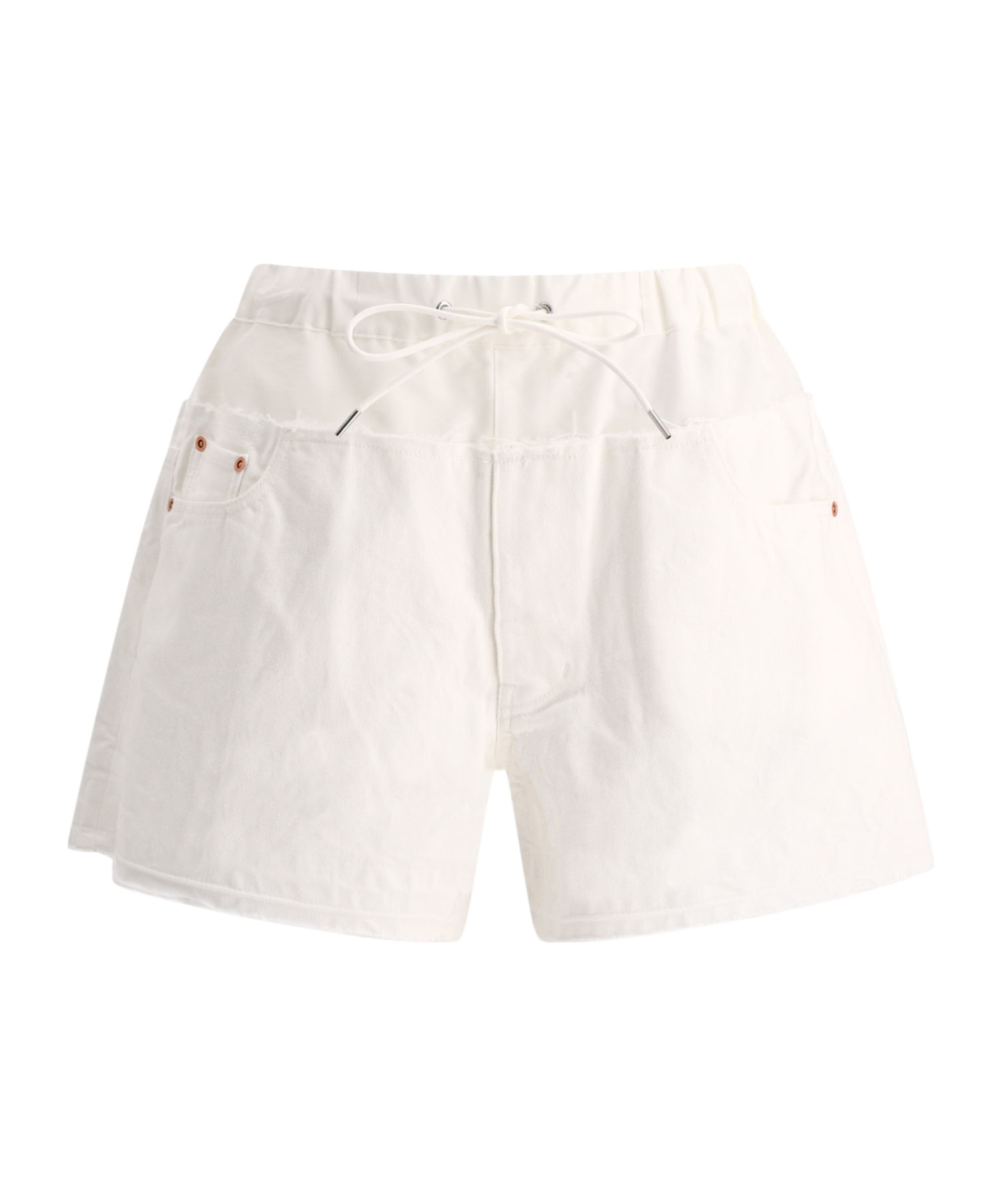 Sacai Waist Drawstring Shorts In White