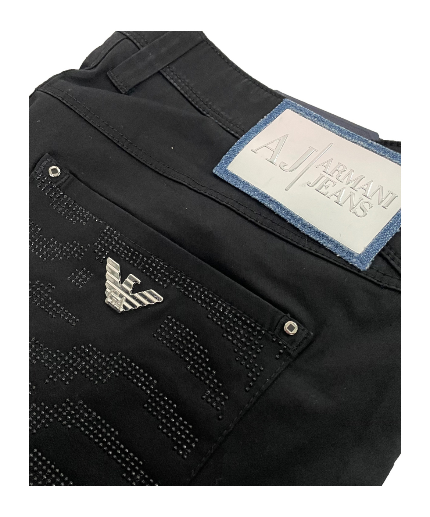 Shop Armani Jeans Logo Jeans In Black