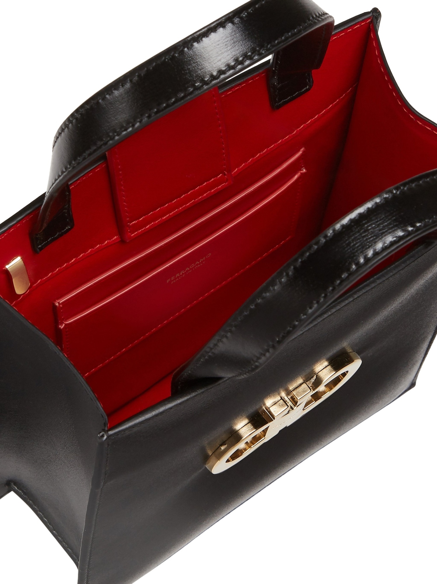 Ferragamo Salvatore  Gancini-plaque Mini Tote Bag In Black