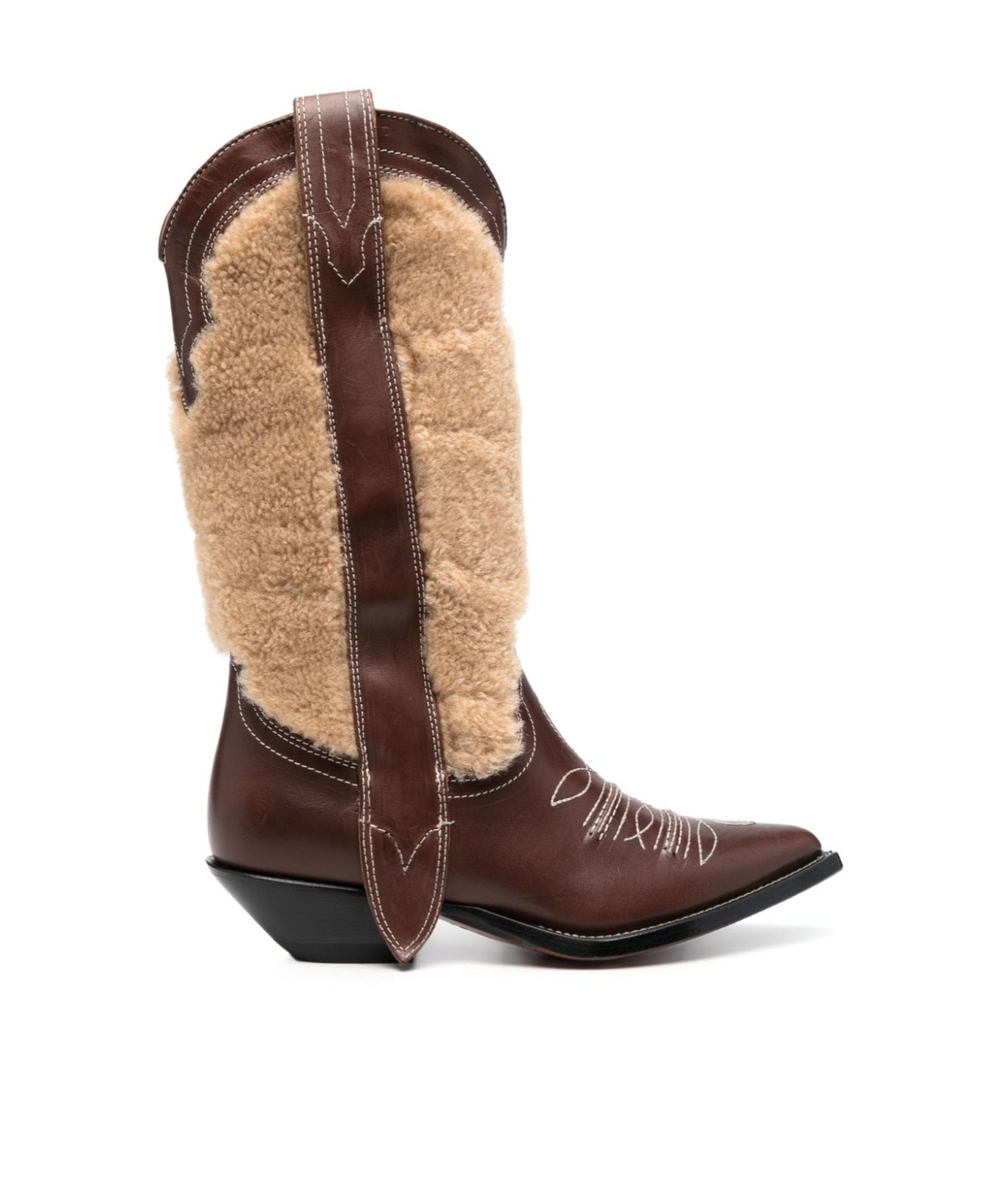 Sonora Embroidered Leather Texan Boots In Brown