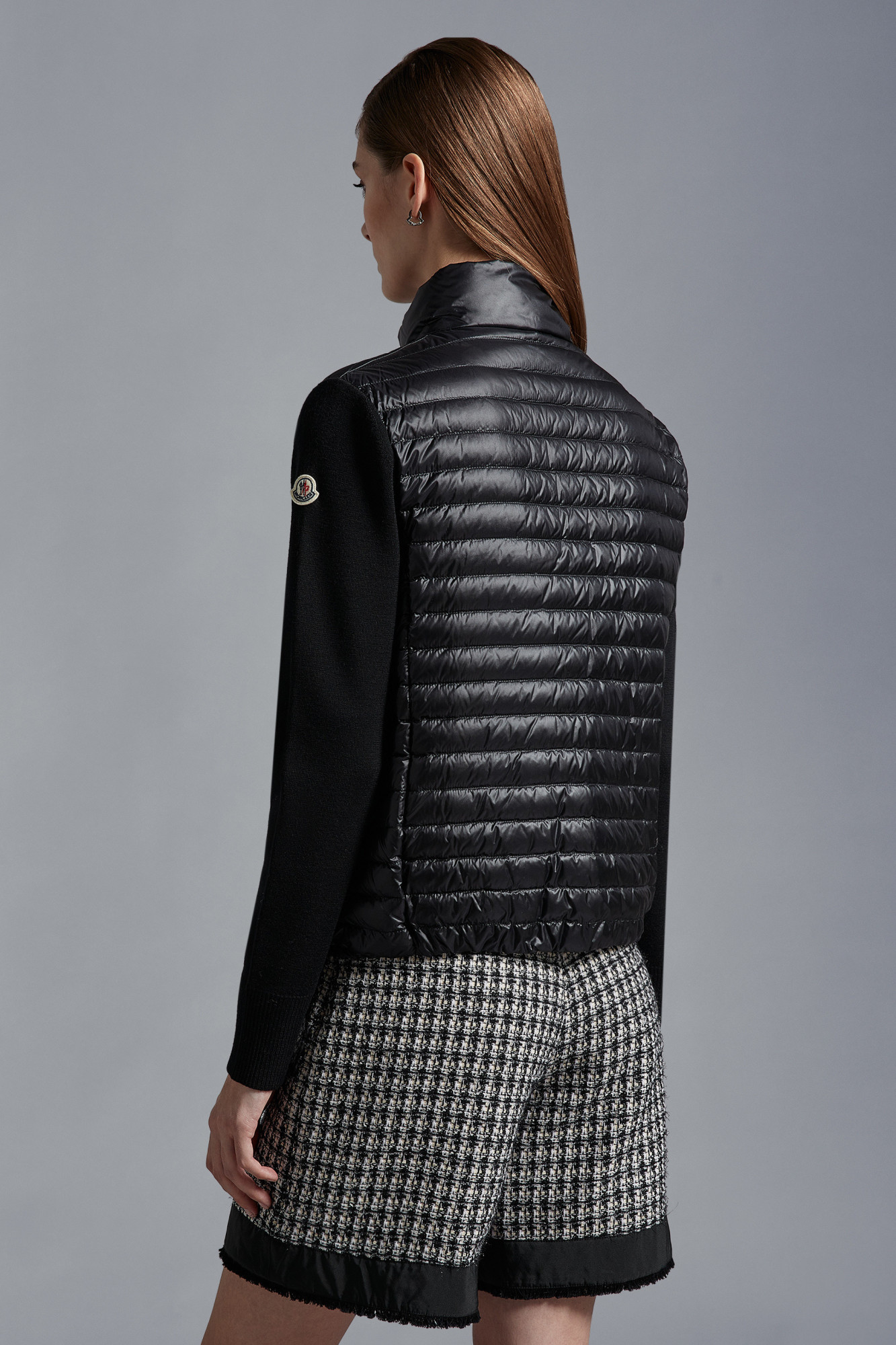 Moncler Contrasting-sleeve Padded Jacket In Black