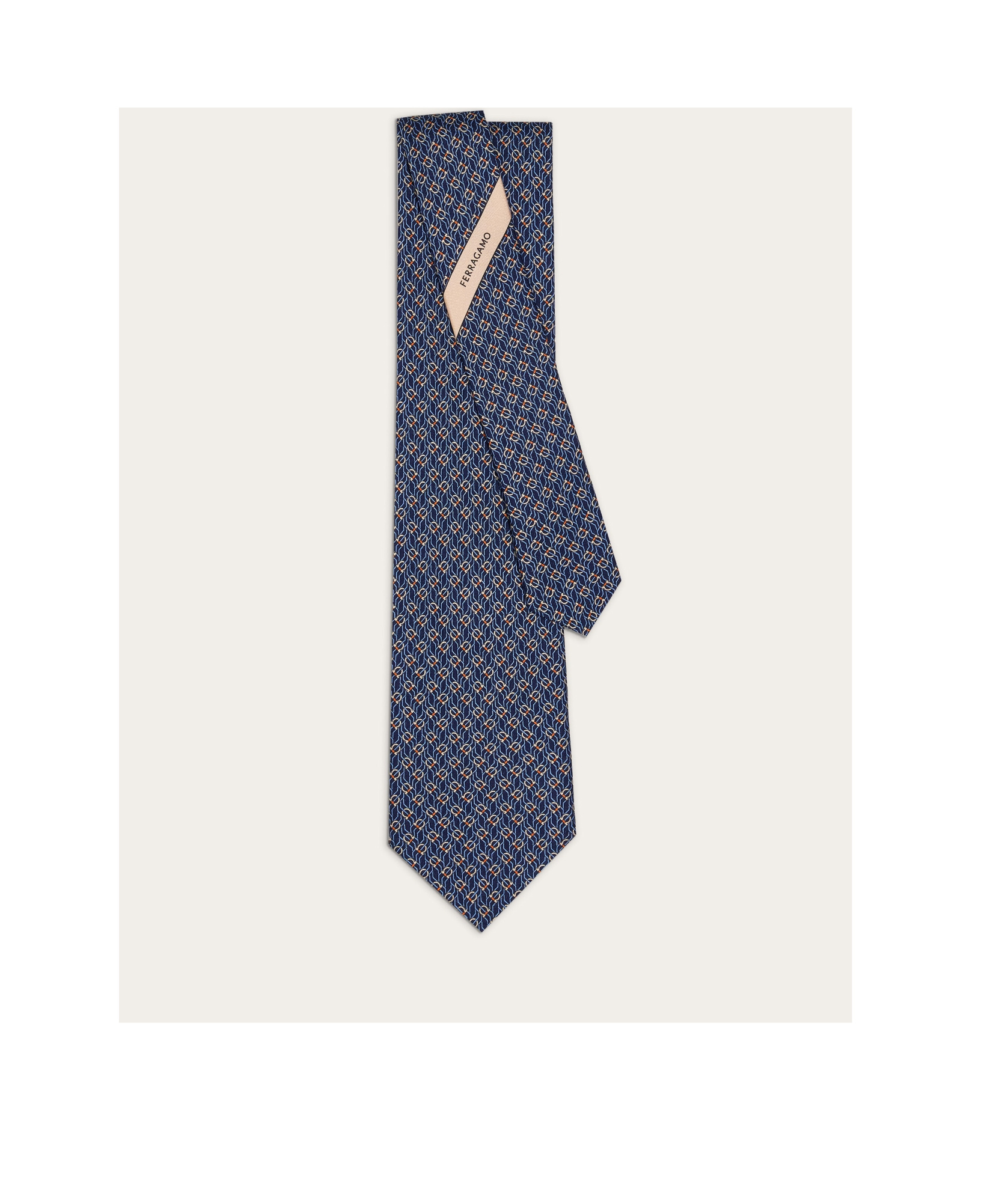 Ferragamo Tetris Printed Silk Tie In Blue