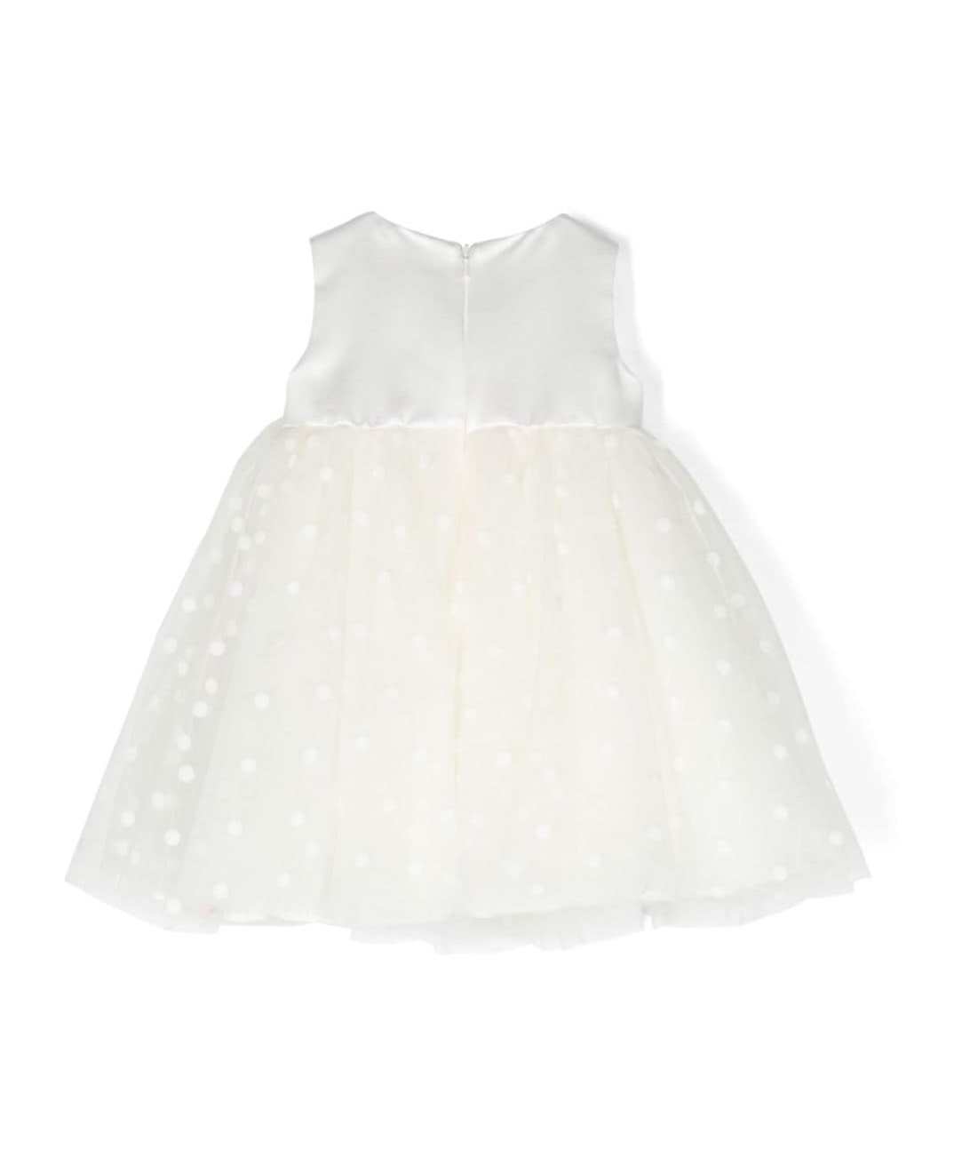 Monnalisa Flocked Tulle Flared Dress In White