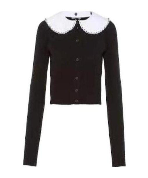 Miu Miu Contrasting-collar Cardigan In Black