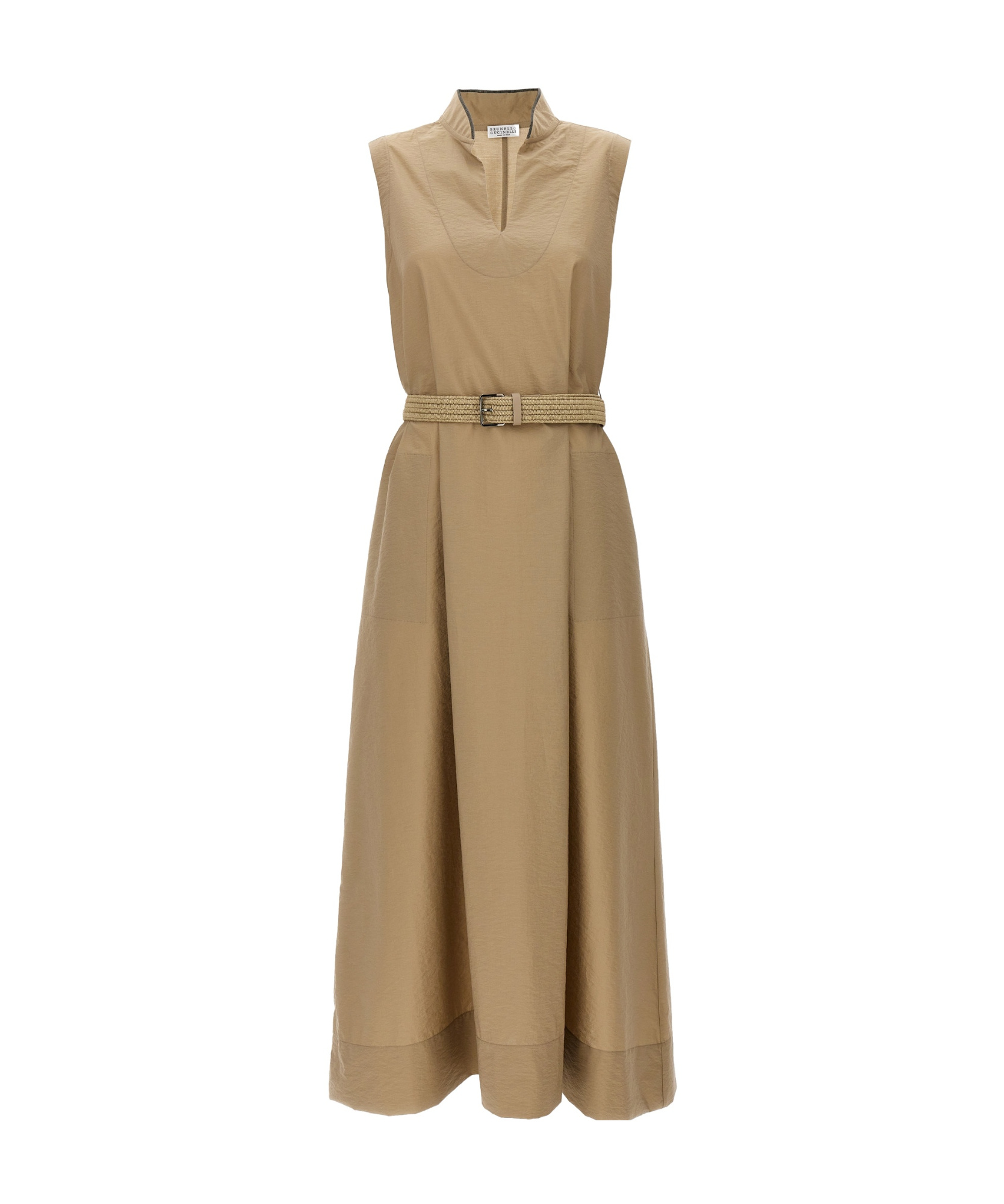 BRUNELLO CUCINELLI BRUNELLO CUCINELLI BEADED-TRIM V-NECK TUNIC DRESS