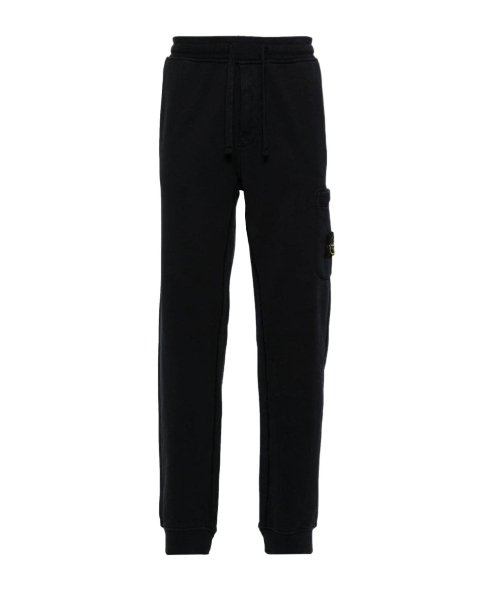 Stone Island Shearling And Suede Cargo Trousers In Blue