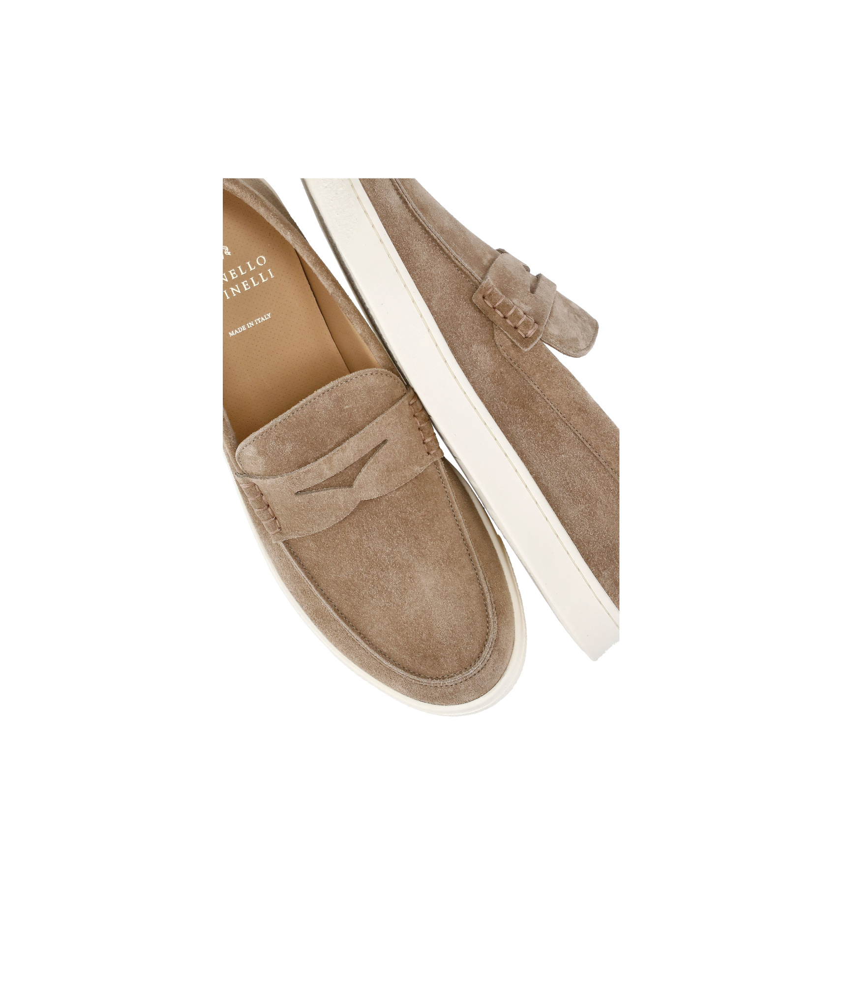 Brunello Cucinelli Man Loafers Sand Size 10.5 Leather In Brown