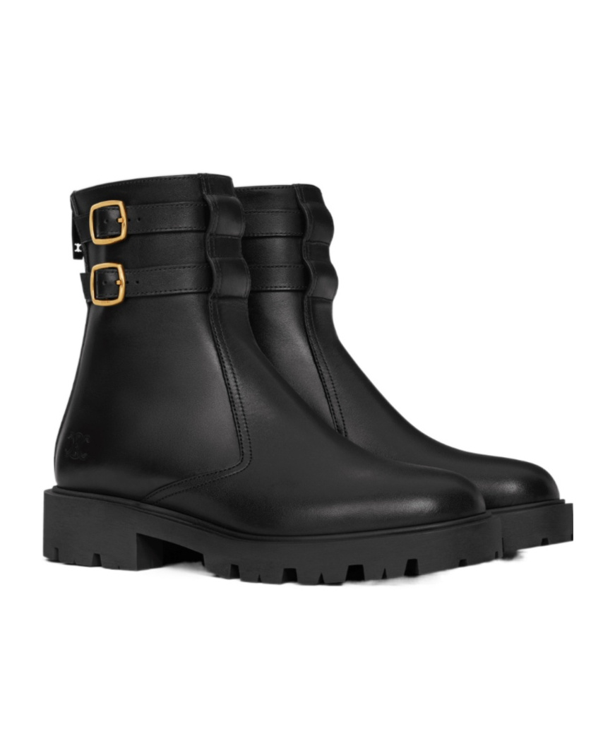 Celine Margaret Clasp Boots In Black
