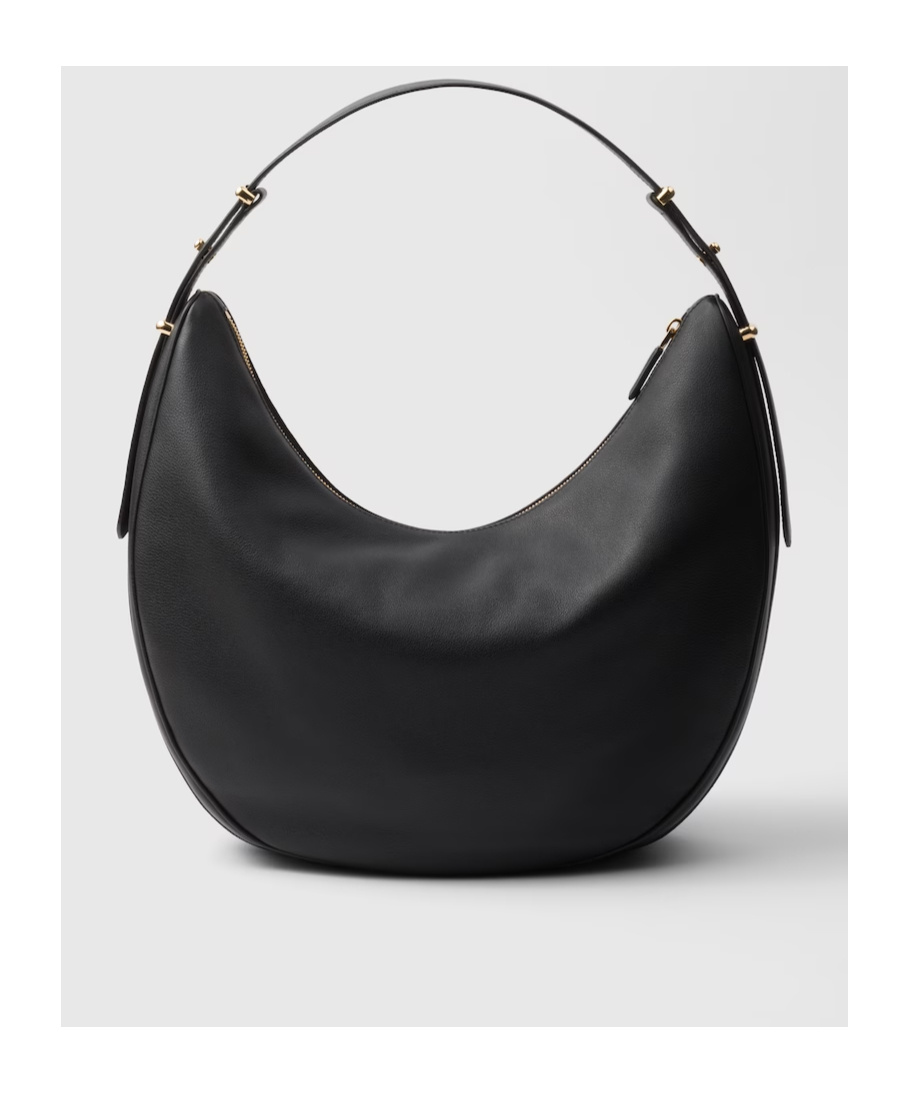 Prada Rounded Shoulder Bag With Gold-tone Hardware In Black