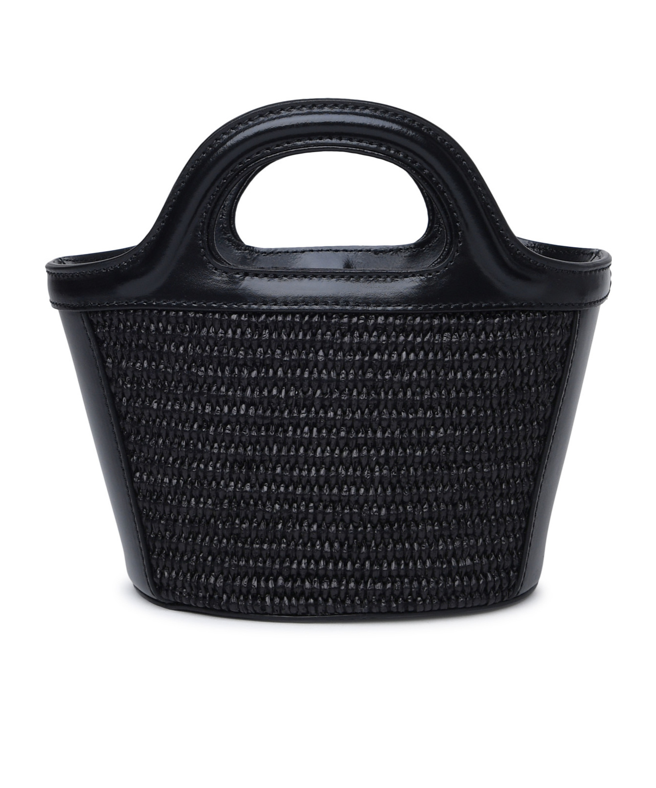 Marni Tropicalia Structured Shoulder Bag With Raffia Panels In Black