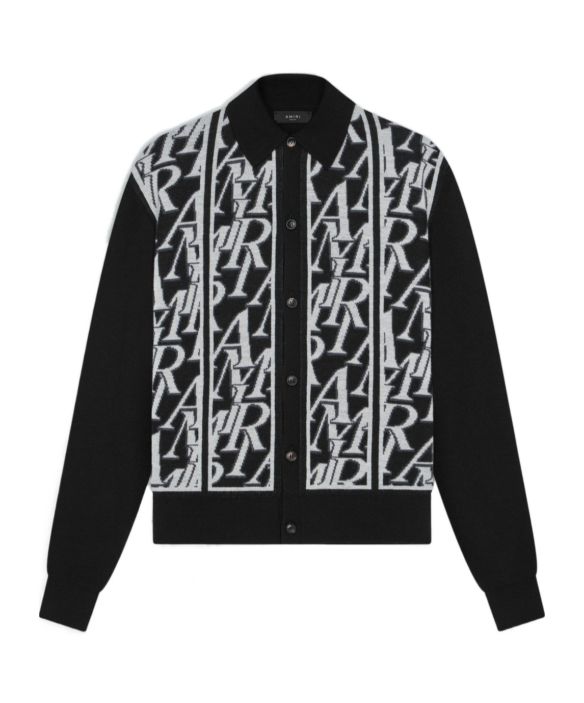 Amiri Repeat Merino-wool Cardigan In Black