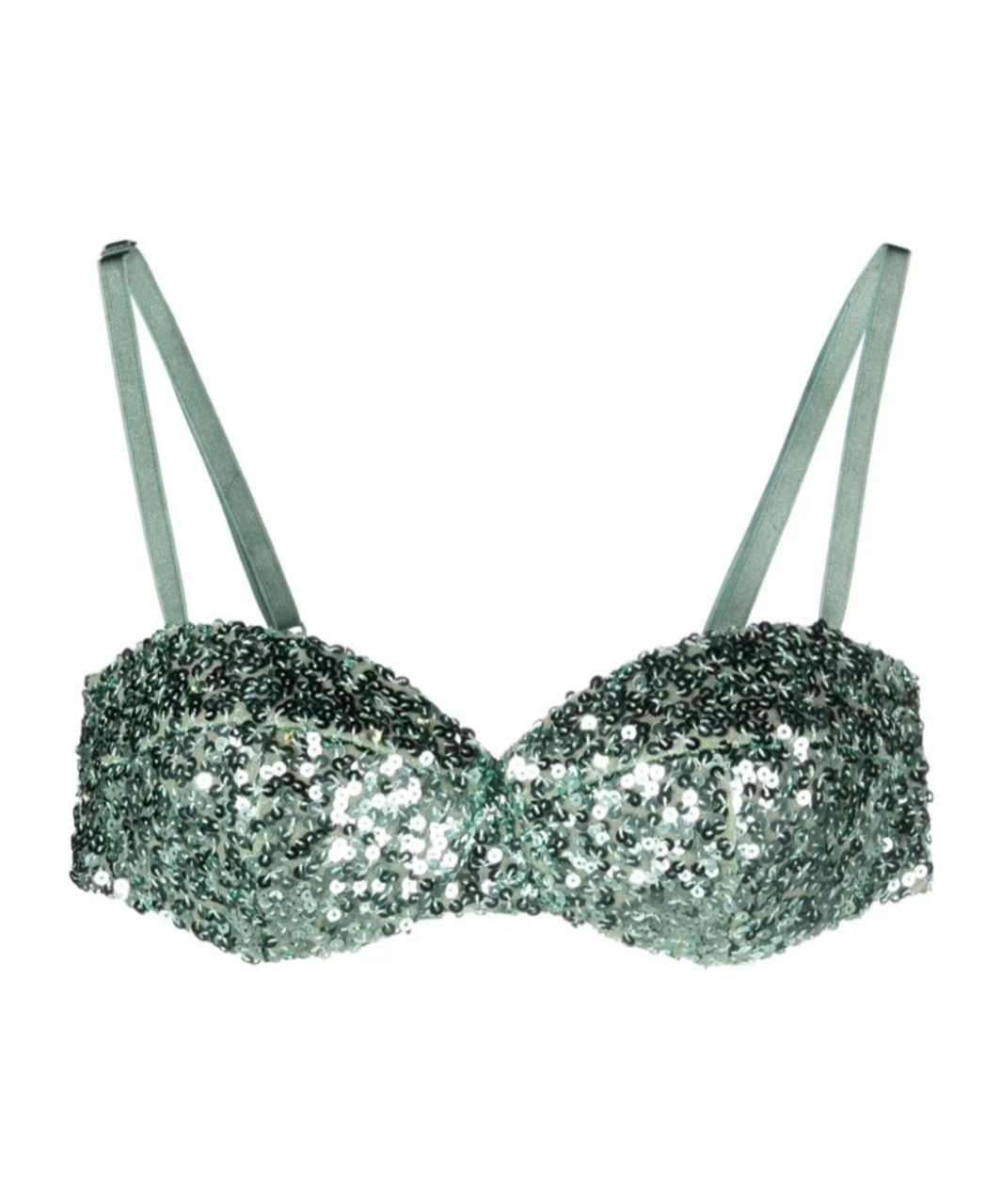 Moschino Sequined Sweetheart-neck Bra In Green