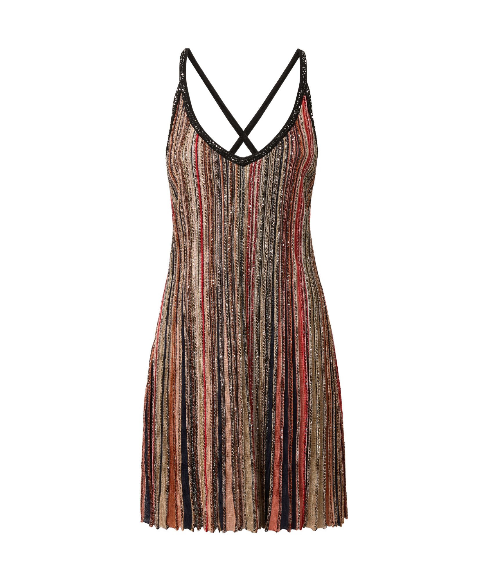 Missoni Sequin-embellished Ribbed-knit Minidress In Brown