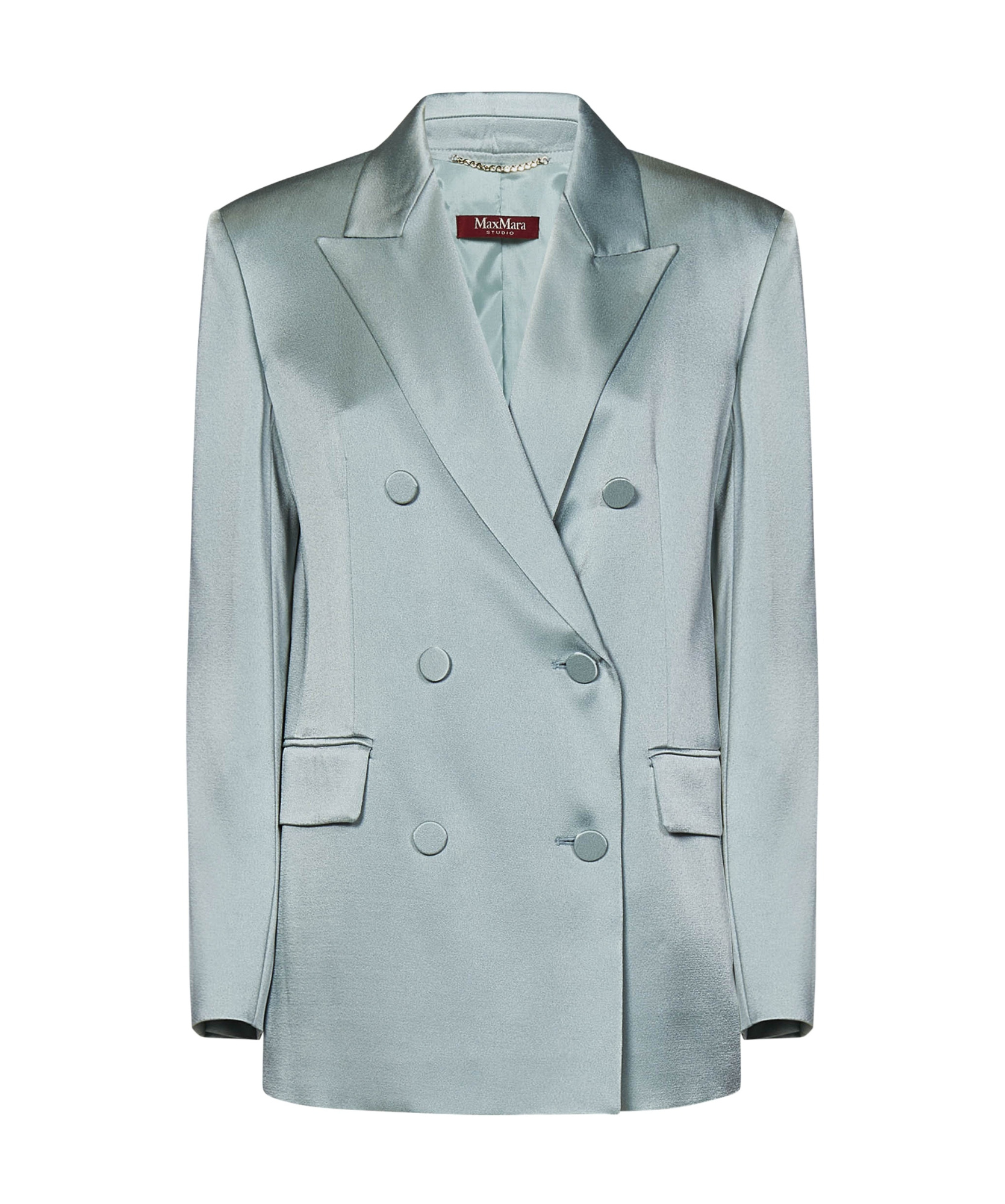 Shop Max Mara Studio Teiera Double-breasted Blazer In Gray