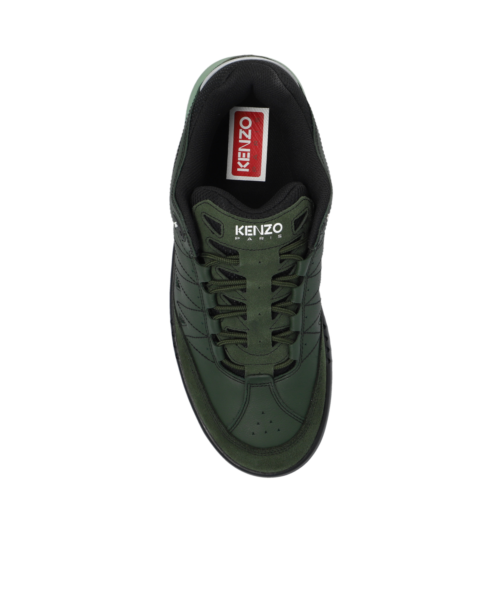 Kenzo Mesh-panelled Leather Sneakers In Black