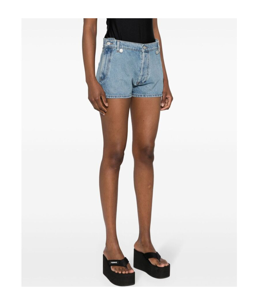 Coperni Open-hip Cotton Denim Shorts In Blue
