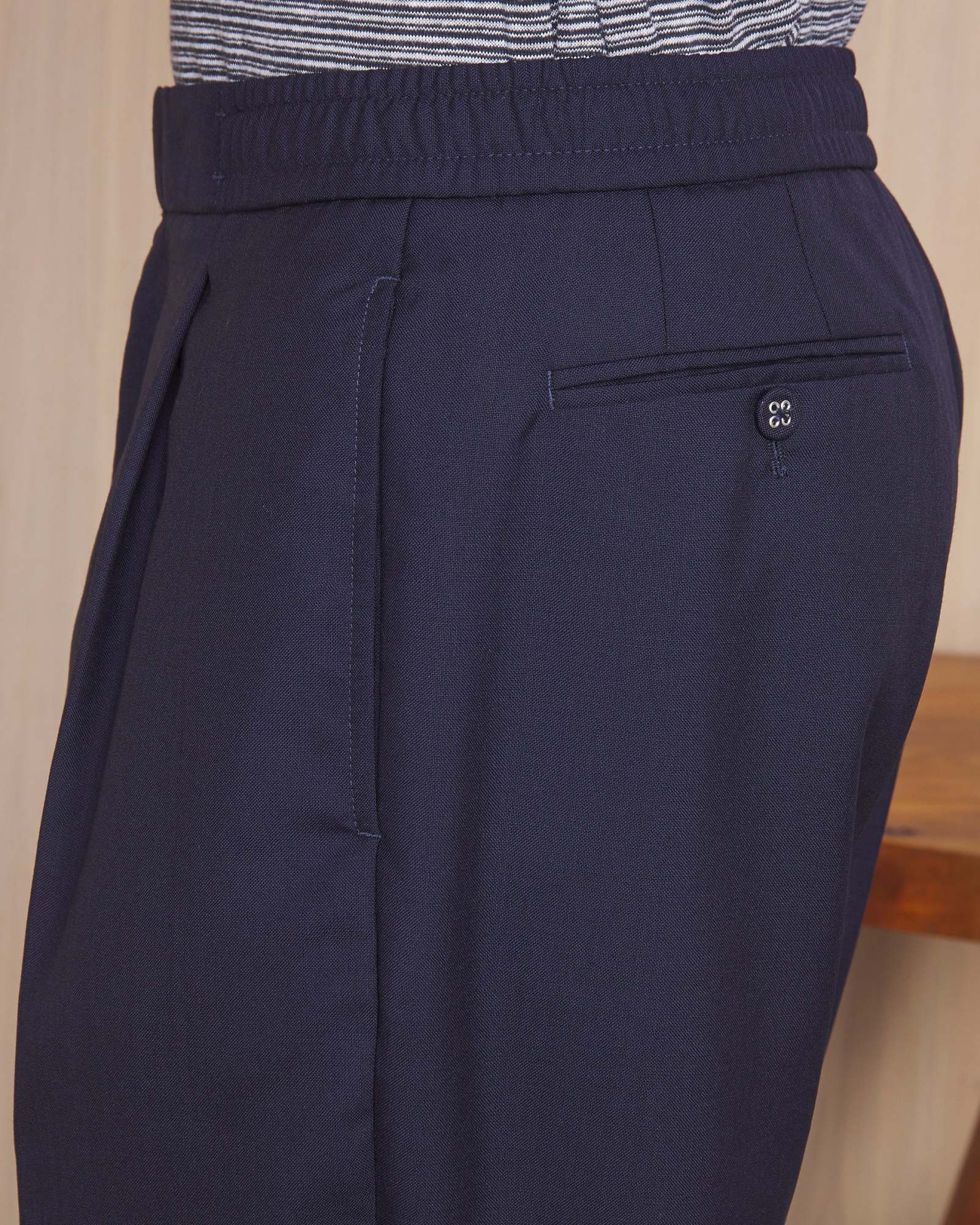 OFFICINE GENERALE LOOSE WAIST WOOL CASUAL TROUSERS