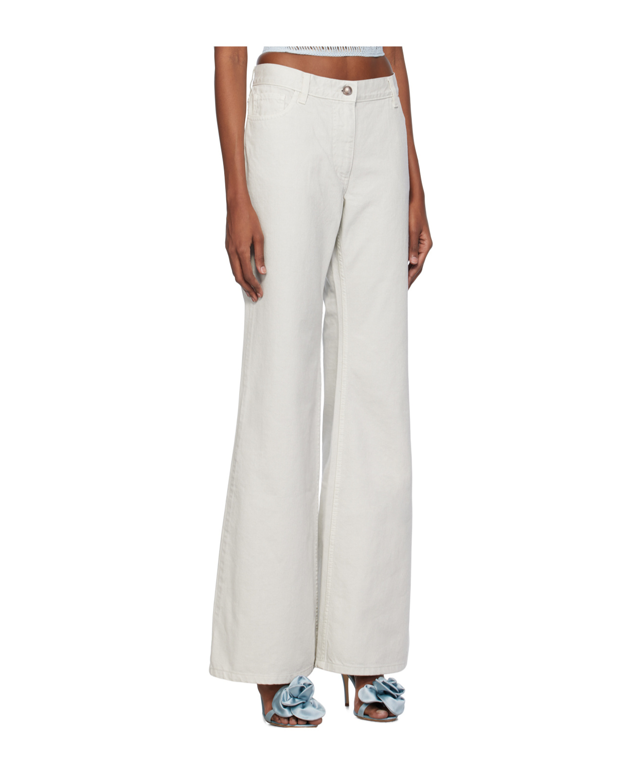 Magda Butrym Denim Flared Jeans In White