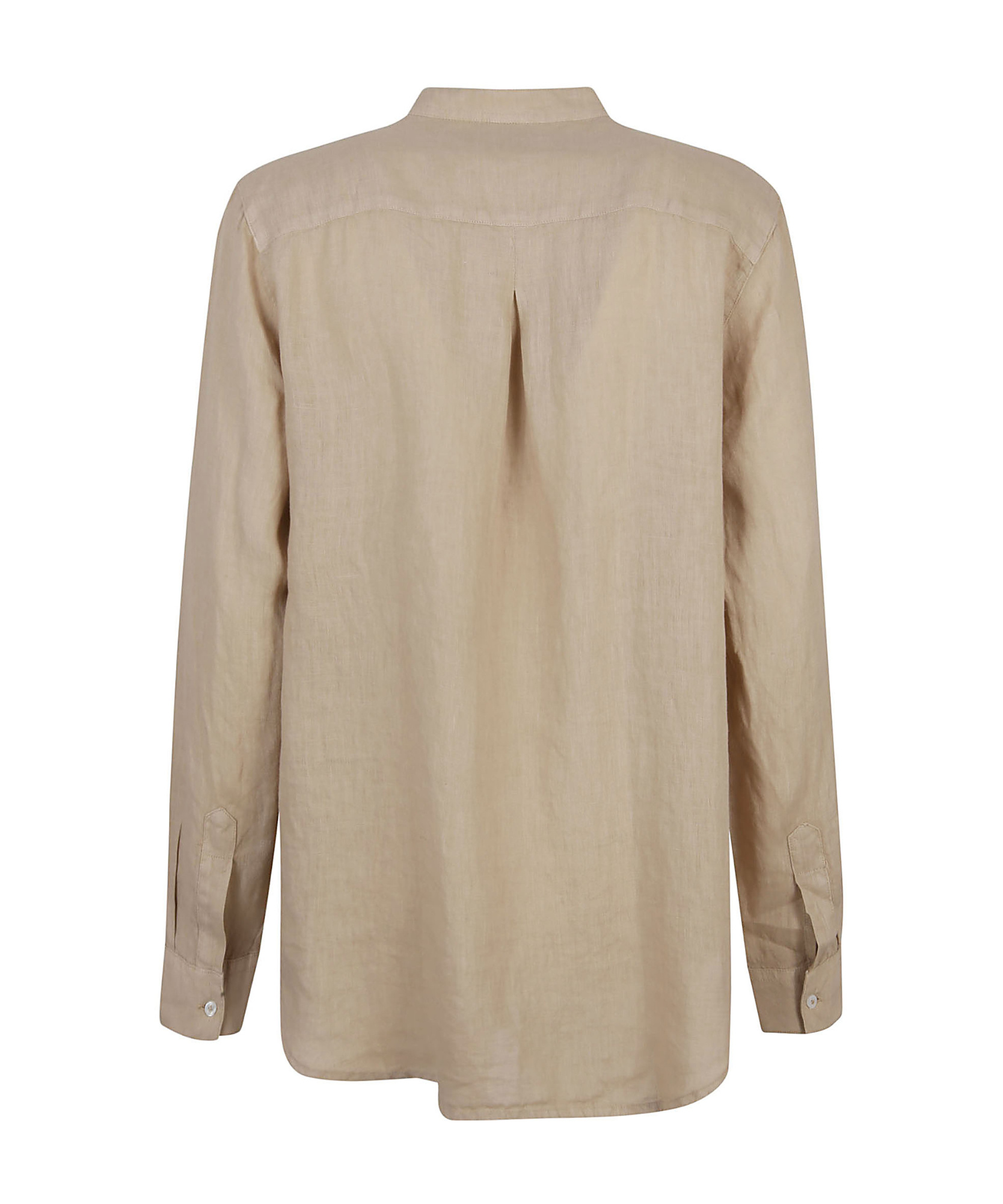 Fay Vegan Linen Shirt With Mandarin Collar In Nude