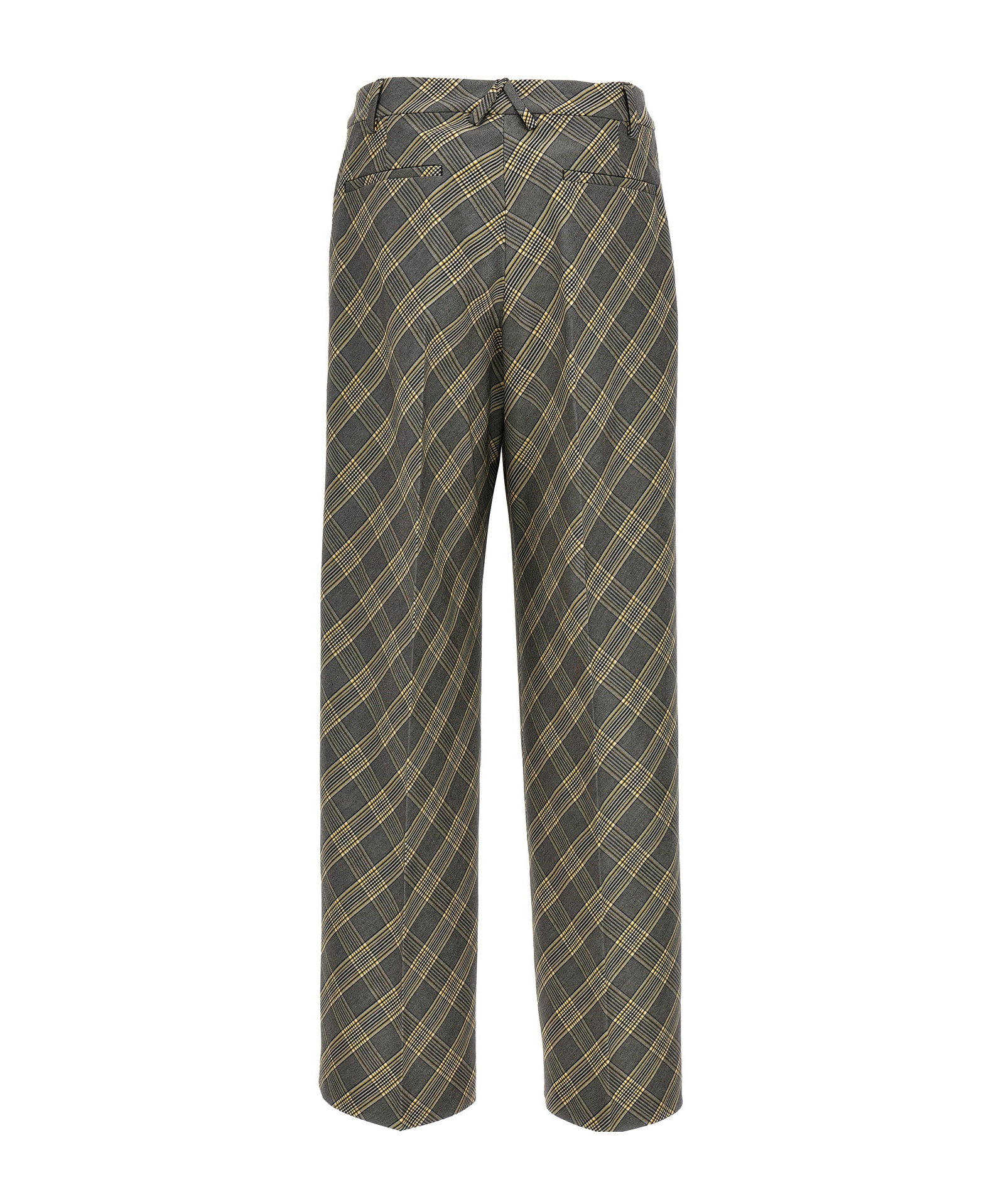 Ambush Check Print Cotton Trousers With Concealed Closure In Black