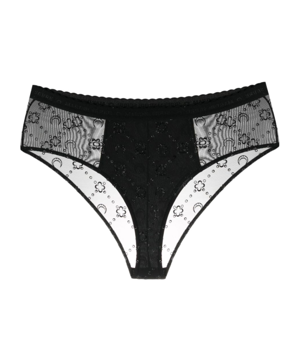Marine Serre Logo Waistband Mesh Brief In Black