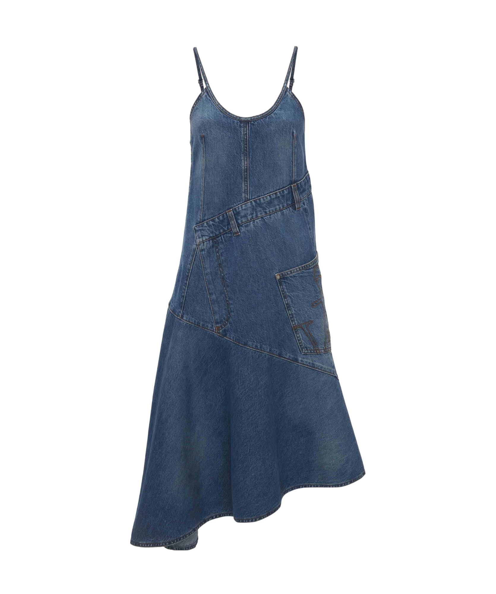 Jw Anderson Sleeveless Twisted Denim Midi Dress In Light