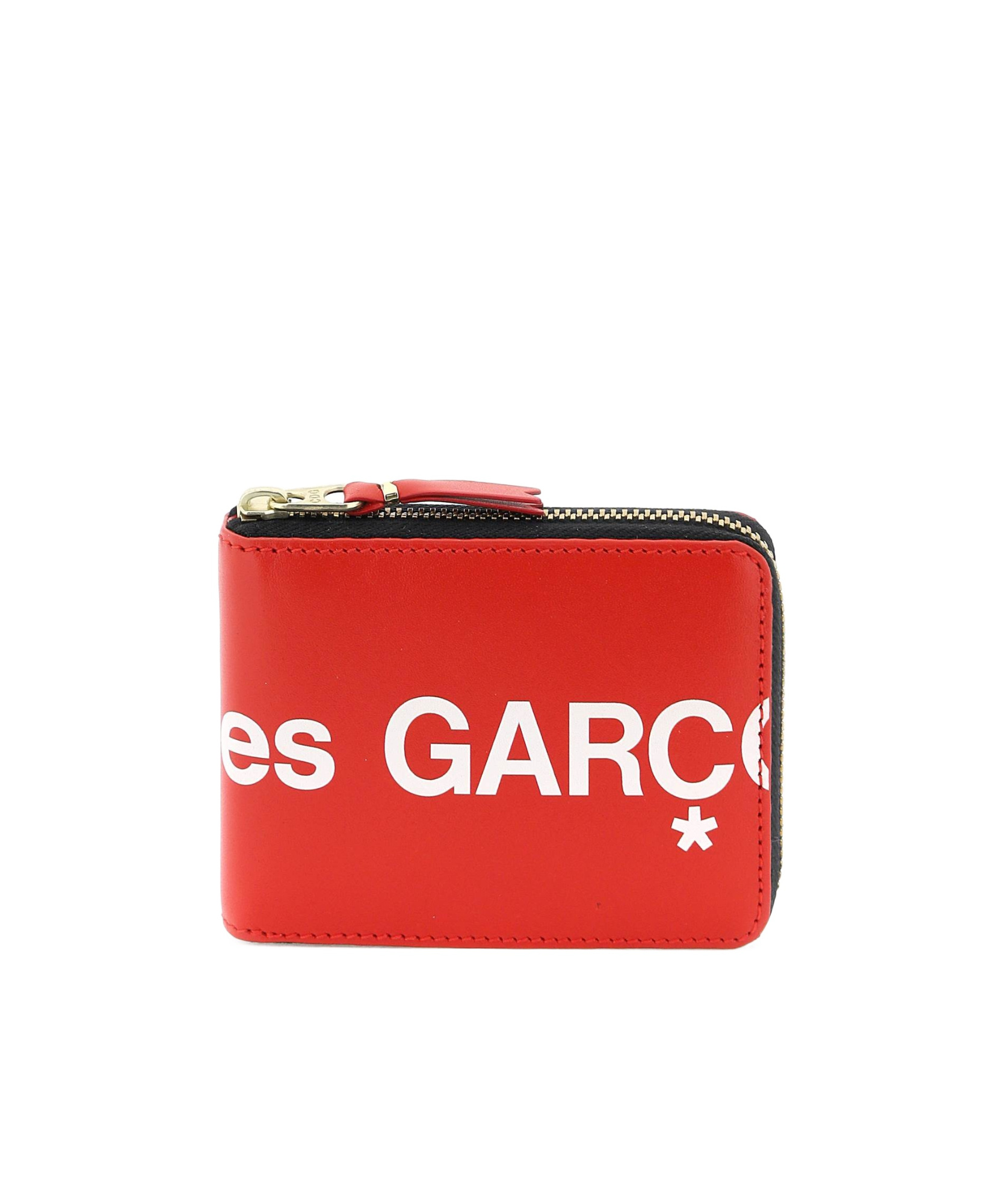 Comme Des Garçons Wallet Logo Printed Zip-around Bi-fold Wallet In Red
