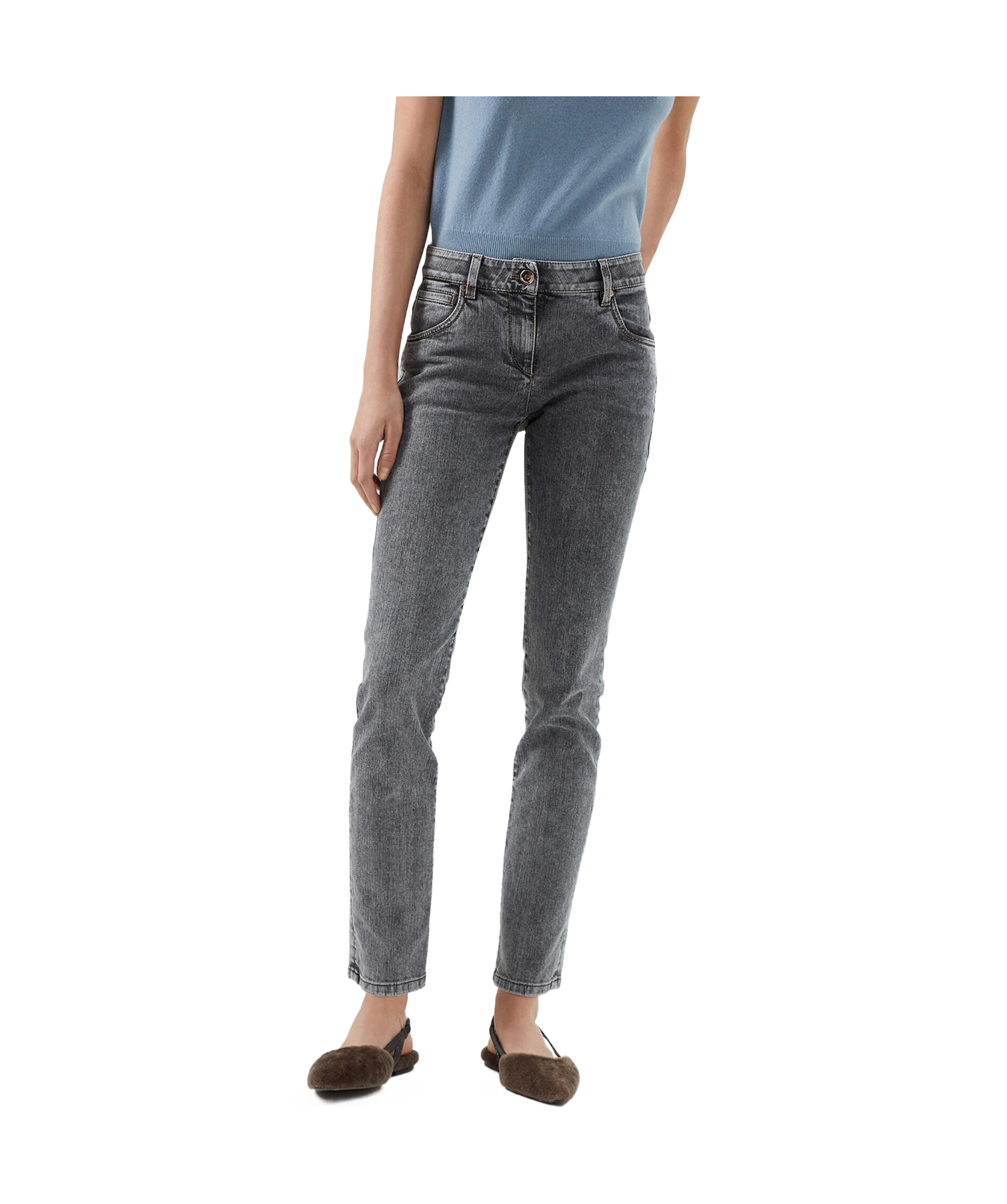 Brunello Cucinelli Five-pocket Zipper Jeans In Black