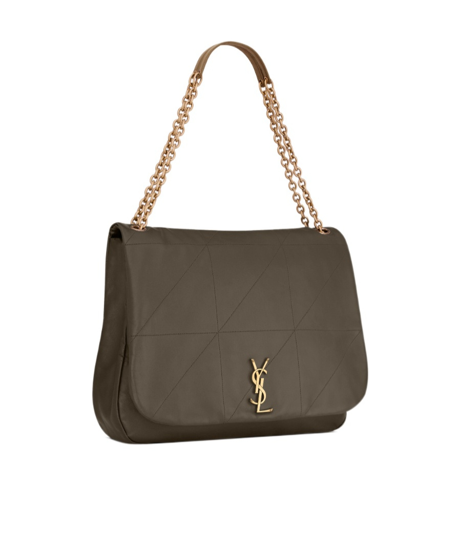 Saint Laurent Jamie Geometric-panelled Shoulder Bag In Brown