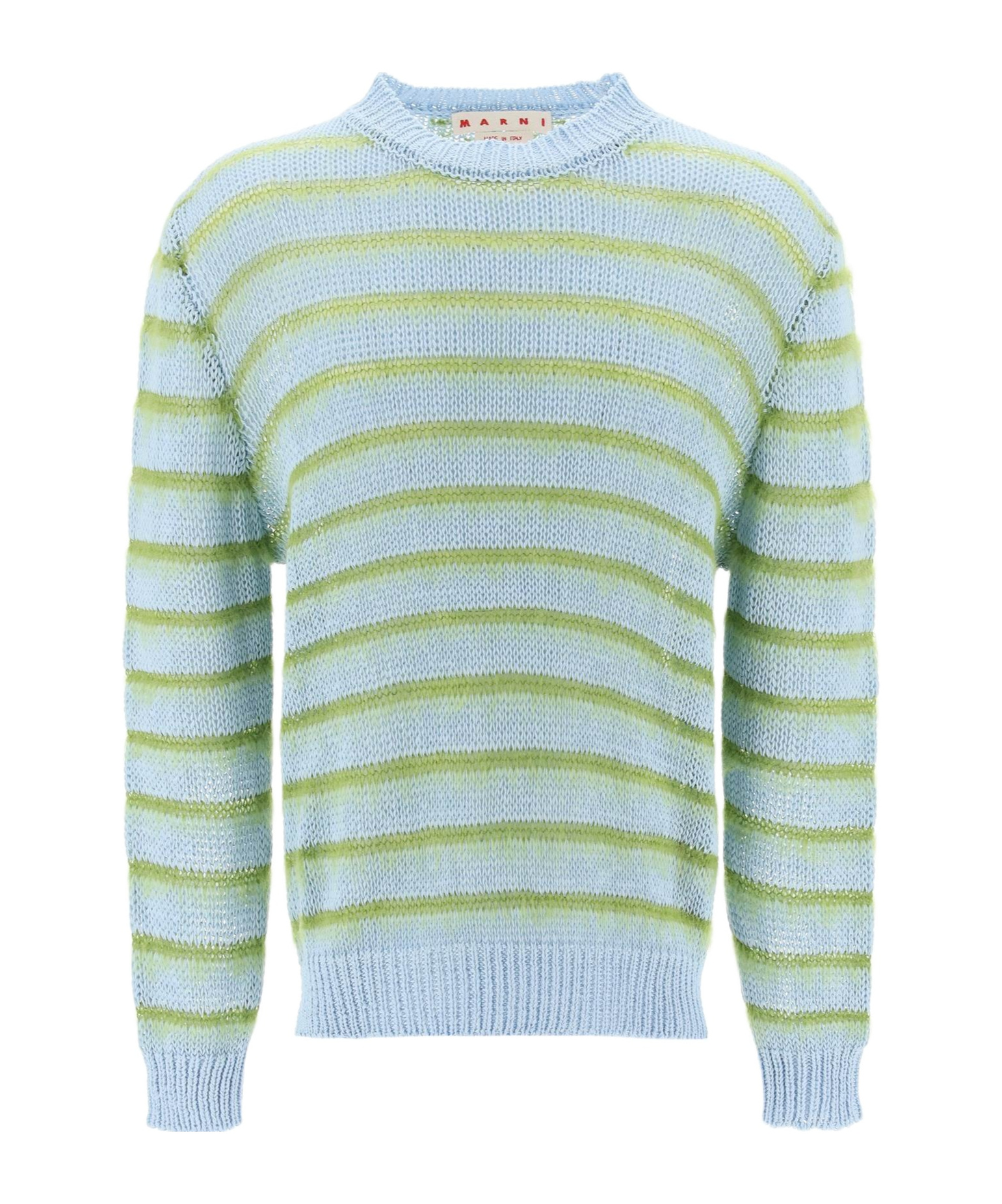 Shop Marni Striped Crewneck Jumper In Blue