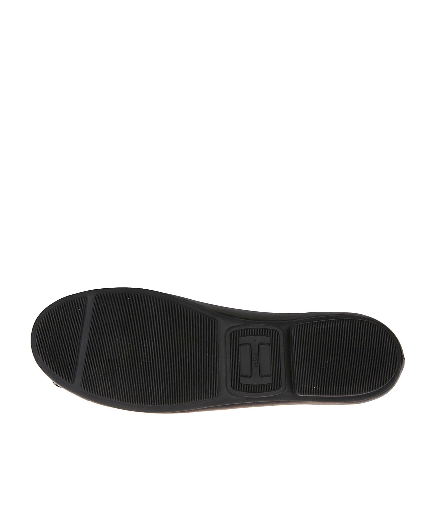 Hogan Leather Ballet Flats With Maxi Plaque In Black