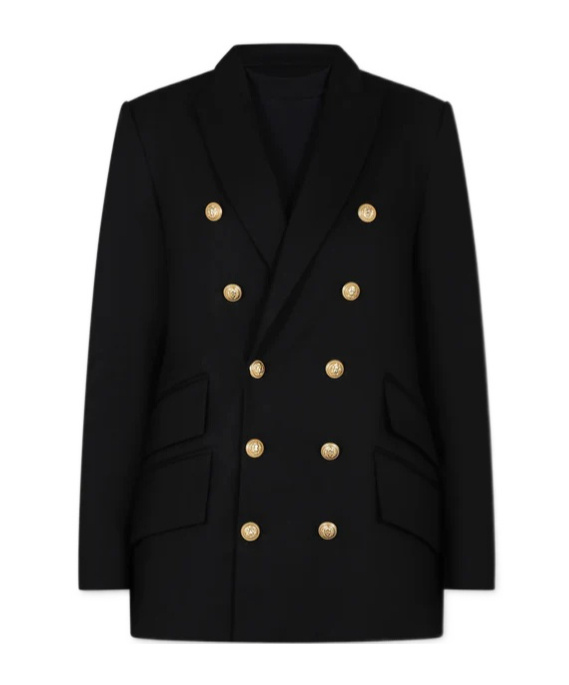 Balmain Double-breasted Blazer In Black