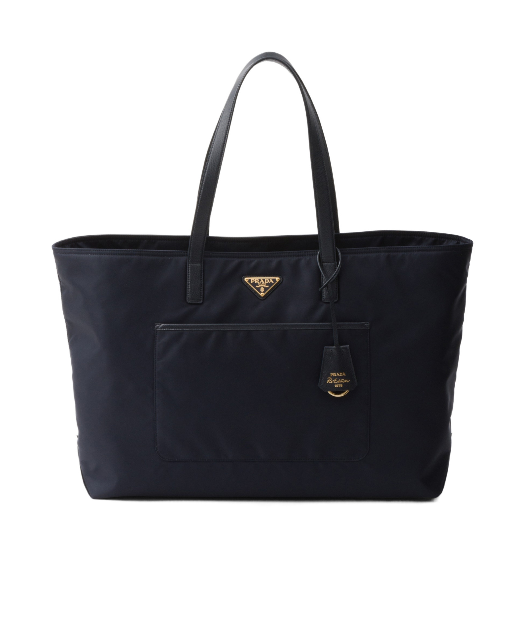 Prada Large Re-edition 1978 Shopping Bag With Front Pocket In Blue