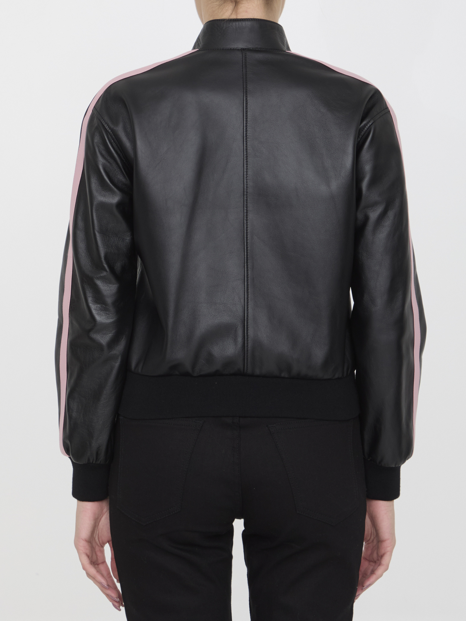 Celine Long-sleeved Leather Jacket In Black