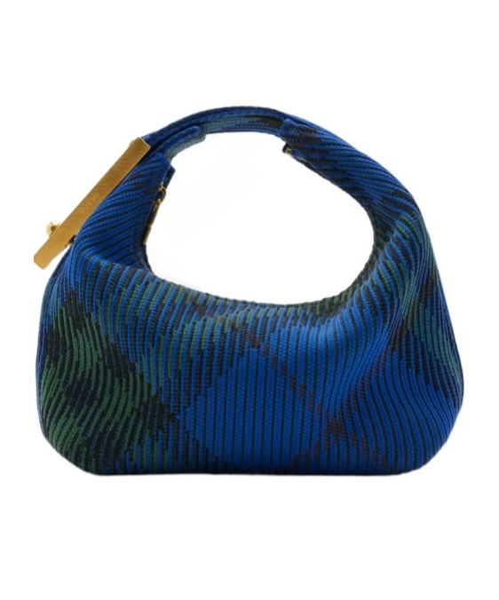 Burberry Medium Peg Check-pattern Shoulder Bag In Blue