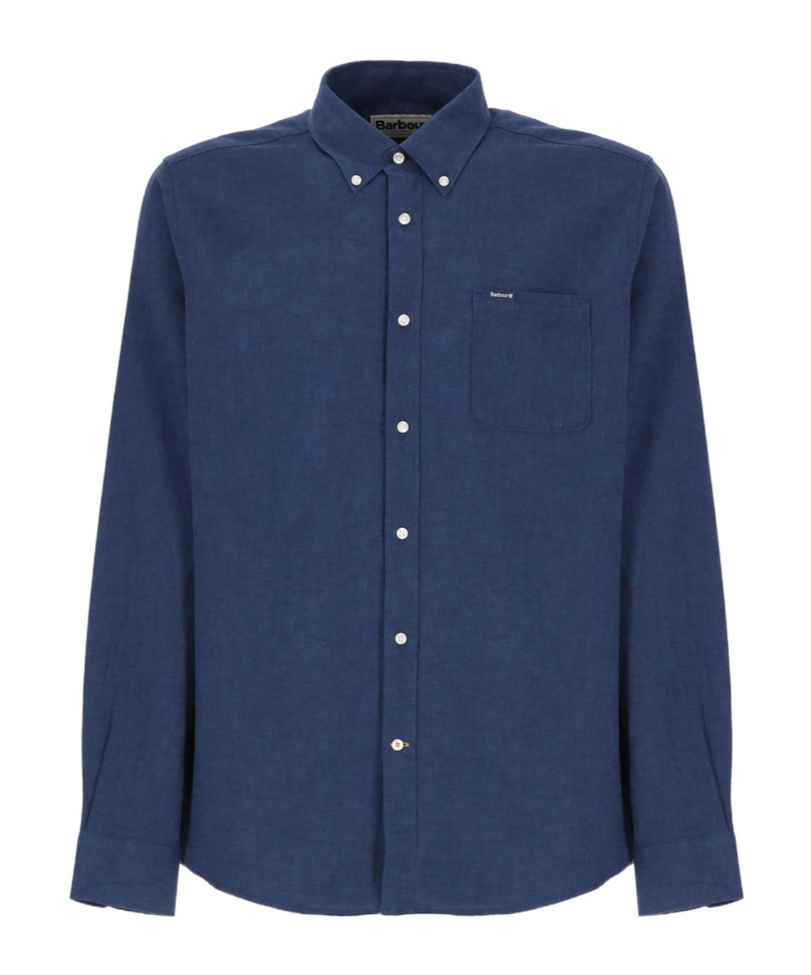 Barbour Chest-pocket Linen-blend Shirt In Blue