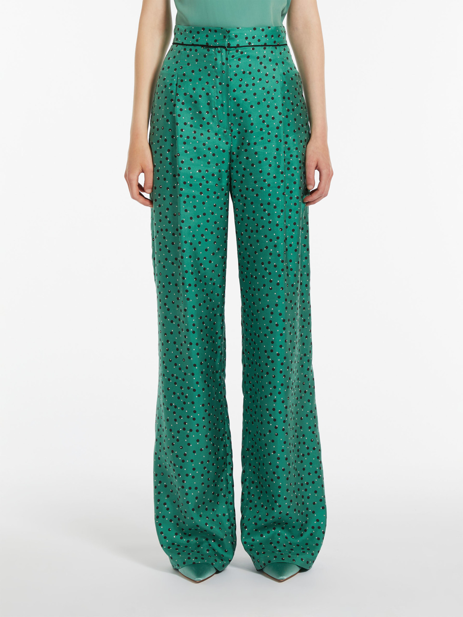 Max Mara Polka Dot Casual Pants In Green