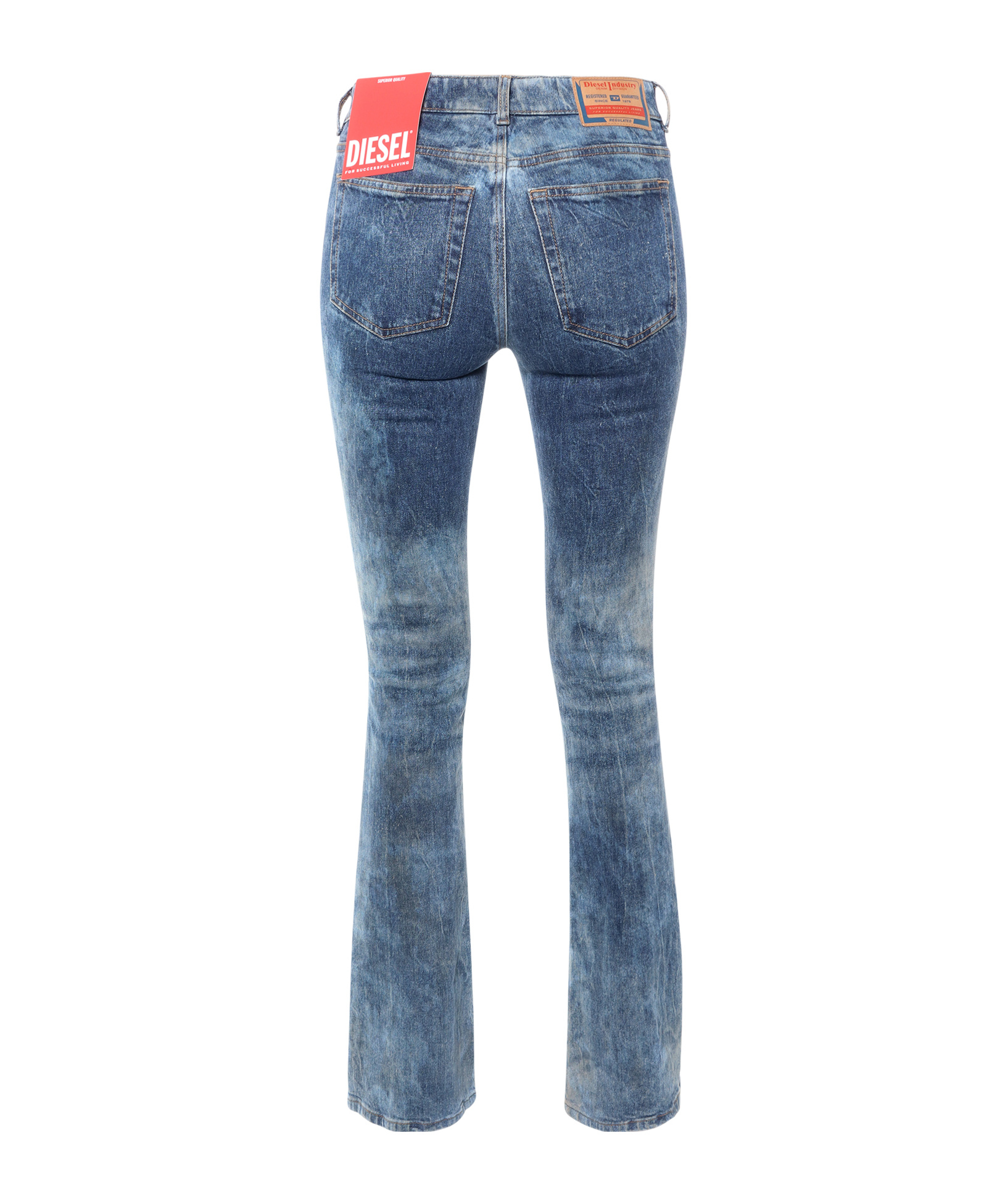 Diesel Crystal Logo Washed Flared Jeans In Blue