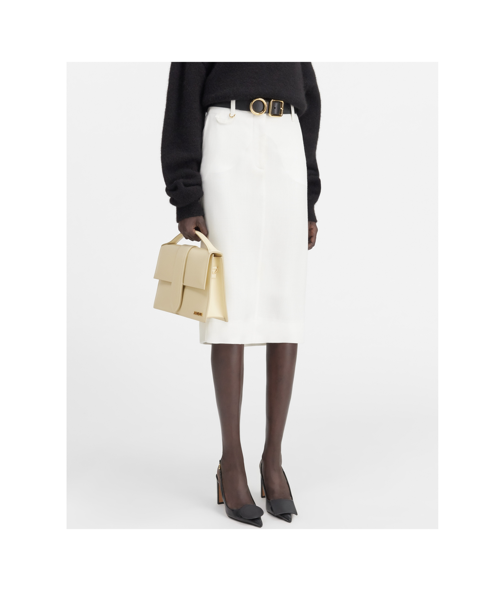 Jacquemus La Jupe Midi Bari Viscose Midi Skirt In White