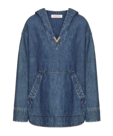 Valentino Chambray Denim Kaftan In Blue