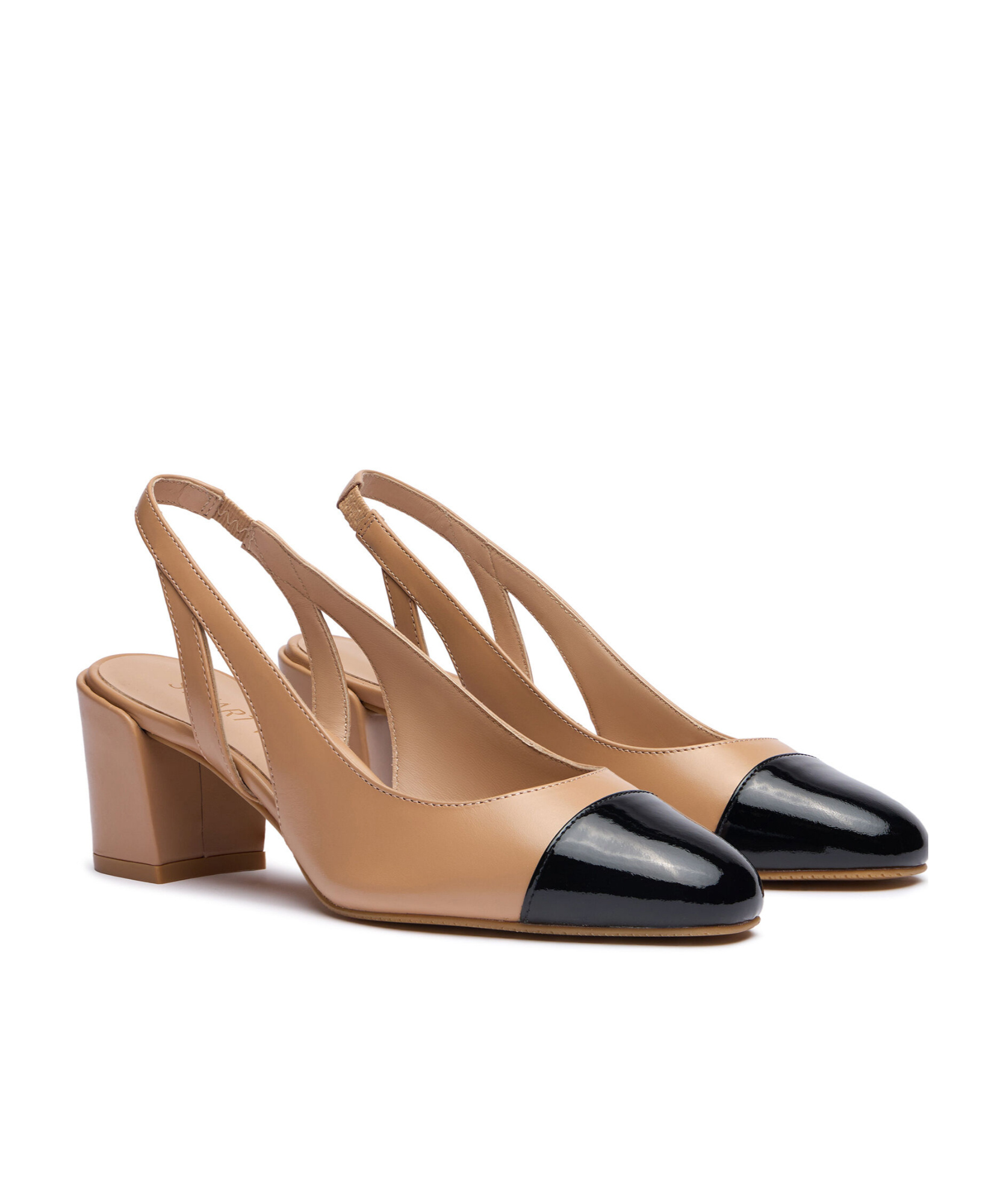 Stuart Weitzman Beige Slingback With Contrasting Toe In Smooth Leather Woman In Nude